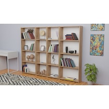 5 Raflı Kitaplık Seti Arkalıklı 2 Dar 2 Geniş Raf Atlantik Çam