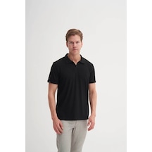 Cazador Regular Fit Örme Dokulu Siyah Erkek Polo Yaka T-shirt 42040