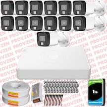 Provzen Hikvision 13 Kamera Hibrit Colorvu Full Hd Güvenlik Kamera Olay Anında Bildirim