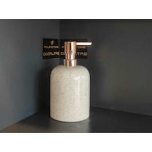 Bej Mermer Sıvı Sabunluk Rose Gold Pompalı Gold