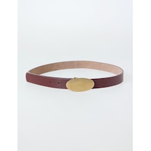 Jimmy Key Bordo Deri Görünümlü Oval Tokalı Kemer 6sw416737562