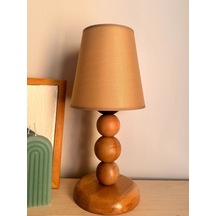 Bohem Ahşap Ayaklı Abajur - Açık Kahverengi Açık Kahverengi