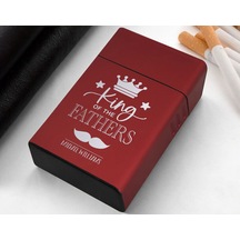 Bk Gift Kişiye Özel İsimli Babalar Günü Tasarımlı Kırmızı Metal Sigara Tabakası ,babalar Günü Hediyesi , Babaya Hediye , Sigara Tabakası-11