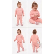 Pekminibebe 6/24 Ay Nakışlı Penye Bebek Takımı Somon