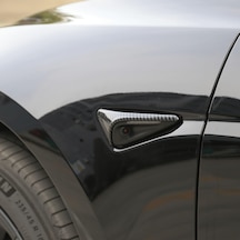 Tesla Model Y Uyumlu Parlak Karbon Fiber Görünümlü Yan Kamera Sinyal Kaplama Seti Hw4