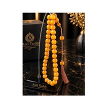 Sıkma Kehribar Tesbih Çok Kat İpe Dizili El İşçiliği Çift Parça İmame Özel Hediyelik Sarı - 875408765 Sarı - 875408765 Sarı