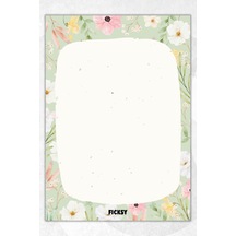 A5 Çiçek Bloknot Çizgisiz Defter - 50 Yaprak - Memopad - Notepad - Not Defteri - Not Kağıdı Yeşil Yeşil