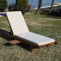 Motoryagmarket Riva2 Kademeli Ahşap Şezlong Sehpalı, 5Cm Minderli -Bahçe, Kumsal