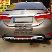 Toyota Corolla Uyumlu 2013-2018 Difüzör Arka Tampon Eki 2 Egzoz Çıkışlı Gri Reflektörlü Sts Oto Aksesuar