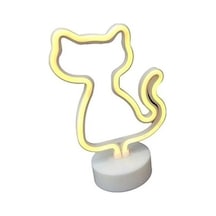 Neon Işıklı Kedi Lamba Pil+usb Pembe Işık Mz-122