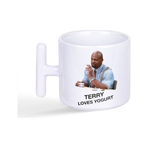 Terry Loves Yogurt Brooklyn Nine Nine Baskılı T Kulplu Latte Fincan Kupa Bardak Beyaz