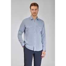 Bisse Sp Yaka Regular Fit Uk Gömlek Çift Cep Mavi Gmktn3sp224007 D35 Mavi