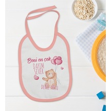 BK Kids Kişiye Özel Pembe Bebek Mama Önlüğü - Model 49 Pembe