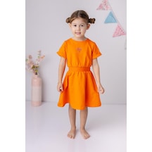 Zeyland Kız Çocuk Beli Lastikli Elbise-oranj