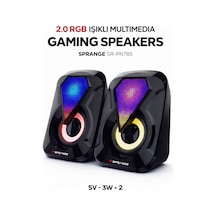 Sprange Sr-pn785 2.0 Rgb Işıklı Multimedia 5v 3w 2 Gaming Oyuncu Speaker -siyah