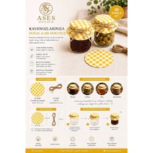 Sarı Pötikare Kavanoz Kapağı Süsleme Seti 20 Parça 10 Kumaş 10 Jüt İp