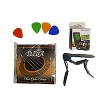 Lilia Klasik Gitar Takım Tel + Metal Kapo + Akort Cihazı + 4 Pena