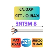 Beyaz Renk 8 Metre Uzunlukta 4x0,75 Ttr Kablo