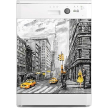 Bulaşık Makinesi Sticker Kaplama Beyaz Eşya Kaplama Newyork Yağlı