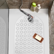Dln Shop Duşa Kabin Banyo & Duş Kaydırmazı & Küvet Paspası Vantuzlu Yapışır Oval Masajlı 37x69cm V-142 Beyaz