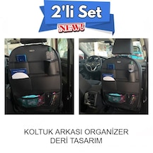 Renault Megane 1 Lüks Deri Organizer Koltuk Arkası Düzenleyici Koruyucu Siyah İkili Set