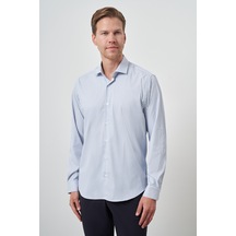 Morven Erkek Marine Çizgi Desen Trend Slim Fit Gömlek 25mc004051210 Marine Marine