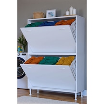 Eliusta Veluna 100 Cm Kirli Çamaşır Sepetli Dolap Banyo Dolabı Beyaz 100x138x32,5 Cm 6 Sepetli Dolap Beyaz