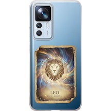 Xiaomi Mi 12t İle Uyumlu Burç Kartları Aslan Tasarımlı Şeffaf Silikon Kılıf Şeffaf