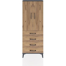 Arges Dolap 3 Raflı 4 Çekmeceli 2 Kapaklı 60x30x163 Antrasit-çam Antrasit