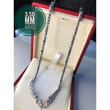 Erkek Gümüş Kolye - 3.5mm Italyan Kancalı Kral Model Gümüş • Işıklı Kutuda • • Sevgiliye • Eşe Hediye Erkek Zincir