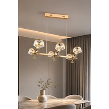 6'lı Gold Modern Premium 3 Renkli Ledli Sarkıt Avizesi Salon Mutfak Oturma Odası Şık Modelleri 28w