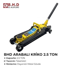 Bhd 2.5 Ton Arabalı Hidrolik Kriko - Tekerlekli Taşınabilir Profesyonel Araç Krikosu - Güçlendirilmiş Metal Gövde