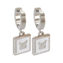 Ferizz Çelik Küpe Kadın Kelebekli Sallantılı Model Unk-814