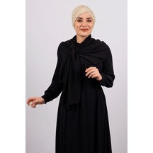 Bej Pratik Hazır Geçmeli Tesettür Bone Sandy Kumaş Taşlı 1456_12 Bej