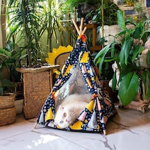 Kedi Çadırı, Kedi Evi Kolay Kurulum, Yıkanabilir Kedi Çadırı, Kedi Yatağı Kedili Desen, Large
