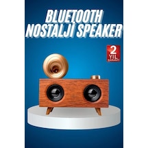 Retro Tasarımlı Bluetooth Hoparlör 1800 Mah Ahşap Renk
