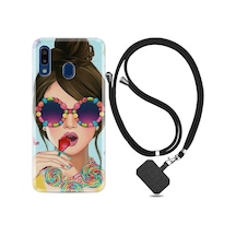 Samsung Uyumlu Galaxy A20S Kılıf Ipli Askılı Sugar And Woman 1418