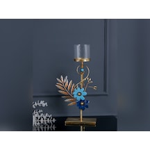 Metal Büyük Yaprak Şamdan-40 Cm Gold