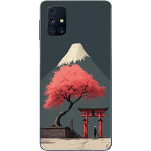 Samsung Galaxy M31s Uyumlu Fuji Dağı Baskılı Silikon Kılıf Renkli