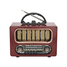 Buradabuldun Orta Boy Retro Ahşap Tasarım Bluetooth Hoparlörlü Radyo - Fm/am Destekli, Şarjlı Ve Taşınabiliri Radyo Ns-6636