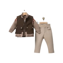 Canöz Bebe Good Look Baskılı Şişme Yelekli Erkek Takım 1-4 Yaş -3718819 - Kahverengi Kahverengi
