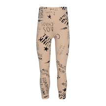 Lovetti Kız Çocuk Punk Gırl Desen Tayt 1500 Pembe - Siyah