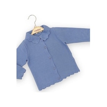 Kız Bebek Bebe Yaka Düğmeli Hırka-11771-mavi Mavi