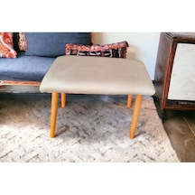 Ahşap Ayaklı Puf Bench Makyaj Sandalyesi, Piyano Sandalyesi Bej