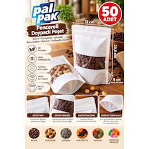 Pencereli Kilitli Poşet Kahve, Kuruyemiş Ve Gıda Ambalajı 15x23,5+8 Cm 50 Adet