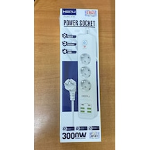 Hepu Hp-h11 3'lü 2mt 4usb-a 2type-c Hızlı Şarjlı Akım Korumalı Priz