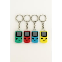 Retro Mini Oyun Konsolu Tasarımlı Anahtarlık Renkli Gameboy Anahtarlık Mavi