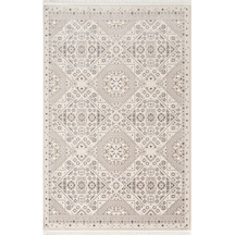 Look Classıc Lk002g Geometrik Desen Krem Gri Akrilik Yumuşak Tozuaz Dokuma Taban Salon Halısı-1030 Krem - Gri
