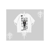 Tarzsokak Dream Big Yazılı Takım Elbiseli Kedi Baskılı Oversize Tshirt Beyaz