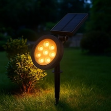 18w Solar Kazıklı Çim Armatürü Güneş Enerjili Amber Led Bahçe Aydınlatma Lambası, Ip65 Su Geçirmez, 200 L